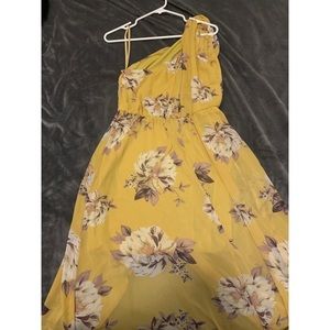 Yellow floral off the shoulder maxi dress